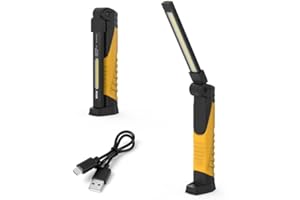 LUTIFIX Luz de trabajo para mecánicos, Luz mecánica giratoria de 180° con gancho de base magnética, Luz de trabajo LED Luz de trabajo recargable de 650 lúmenes Lámparas de inspección de 2600 mAh-SL820