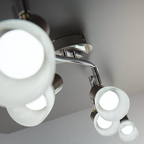 confronta il prezzo Faretti LED a soffitto orientabili I plafoniera moderna a soffitto per l'illuminazione da interno I 6 luci bianche I corpo metallo e vetro, color titanio I incl. lampadine da 5 W I 230 V I E14 I IP20 miglior prezzo