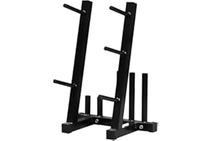 BodyRip Olympic or Standard Weight Rack for Weight Plate, Barbell Bar, Dumbbell Bar | Home Gym Storage, Durable Steel Holder, Organizer, Space-Saving, Exercise Equipment for Strength Training