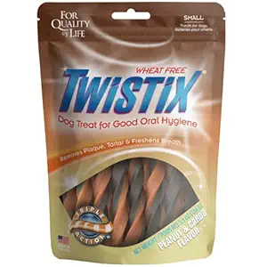 Twistix Low Fat High Protein Peanut and Carob Flavour Oral Hygiene Dog Dental Care Treats for All Life stage Dog, Remove Plaque, Tartar and Freshen Breaths, Easy To Chew and Digest Dog Dental Chew sticks | 14 Small Sticks 156.1 Gram
