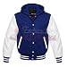 Produktbild Echt Leder Herren Sweatshirt Varsity Ärmel/Wolle Letterman Jacke W/Kapuze blau & weiß Regular)