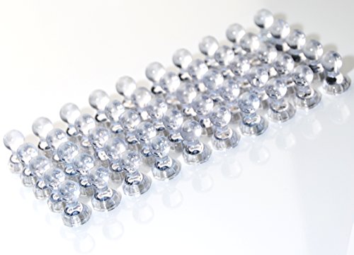 50 transparente Magnet-Pins / Push-Pins für Whiteboards, Karten, Kühlschränke (50er Pack, Transparent)