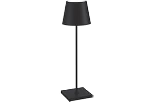Zafferano Poldina Pro Edizione Limitata Nera, Lampada da tavolo LED senza fili Ricaricabile, Dimmer touch, ricarica wireless, IP65 Uso Interno/Esterno Lunga Durata, Corpo in Alluminio H38cm - Nero