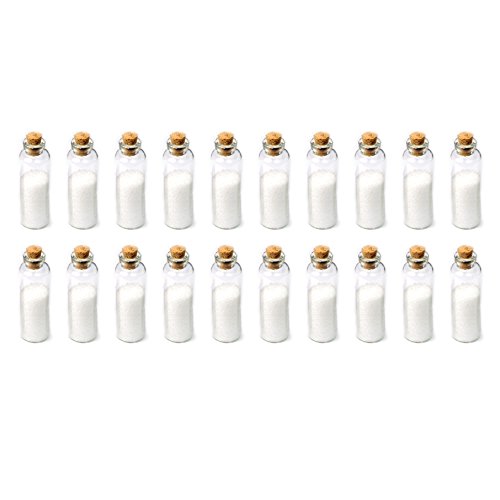 20er SET Mini-Fläschchen 5ml aus Echtglas mit Korken für Dekoration, zur Aufbewahrung kleiner Mengen oder als Puppenfläschchen – Marke Ganzoo - 2