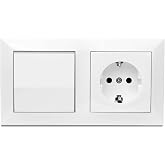 Double Socket, Wall Plug, Double Socket, White, Surface Mount, 10AX,16A,250V,1 Socket+1 Switch