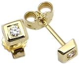Mit je einem Zirkonia. Ohrstecker Gold 333 Ziirkonia Quadrat Stecker Ohrringe 8 Karat Gelbgold