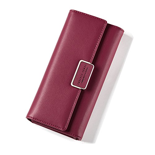 Monedero Mujer IHRKleid® Elegante Cuero Cartera de Dulce Monedero (Rojo)