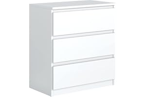 meble masztalerz Komoda Biała 70 cm Matowa z 3 szufladami - 70x78,5x39 cm - Komoda do salonu, sypialni - Szafka z szufladami - Komoda z szufladami