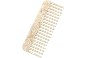 KRYMSON Peine para el pelo de ácido acético, 2 unidades, con patrón de mármol, peine antiestático, dentado ancho sin mango, adecuado para diferentes peinados, cabello húmedo o seco (color, beige)