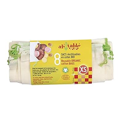 ECODIS Lot DE 8 Sacs Coton Bio CÉRÉALES ET LÉGUMINEUSES Taille XS AH! Table!