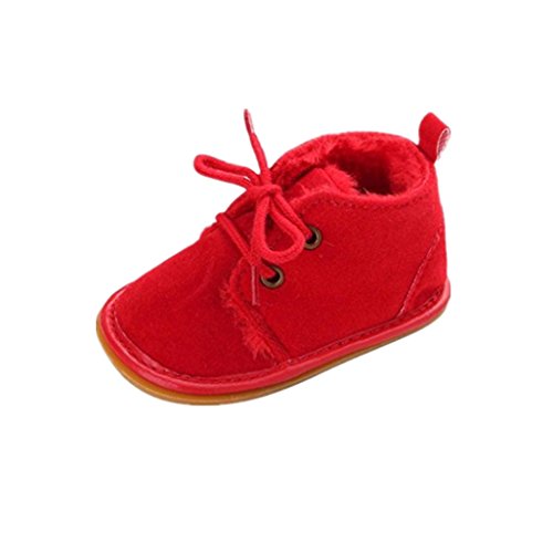 Auxma Zapatos de bebé, Bebé niño Infantil Nieve Botas Zapatos Suela de Goma Cuna Prewalker (12cm(6-12) Meses), Rojo