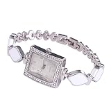 Giologre Armbanduhr Uhren Frauen Quadrat volle Diamant Armband Uhr analoge Quarz Bewegungs Armbanduhr (Silber)