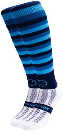 WackySox Micro Hoops Knee Length Rugby Hockey and Football Sports Socks Ocean Drive Micro Hoops Young Adult Shoe Size 2-6