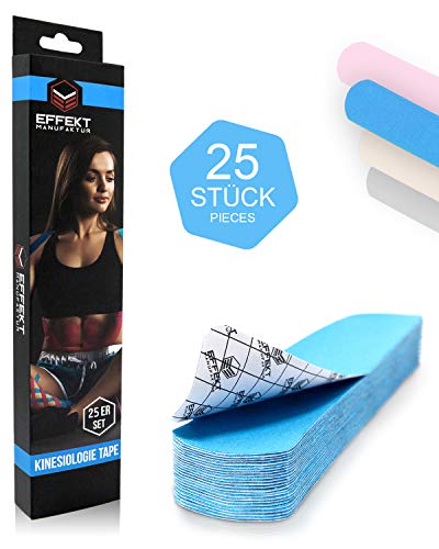 Effekt Manufaktur - [25 cm x 5cm] Kinesiotapes vorgeschnitten in vielen Farben I PreCut Tape wasserfest & elastisch I Extra starkes Kinesiologie Tape