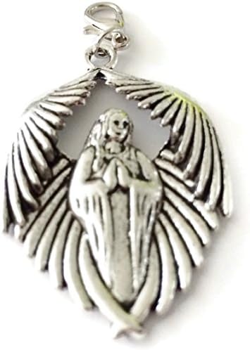 LOVELY LARGE VIRGIN MARY CLIP ON PENDANT / CHARM - SILVER ALLOY - FREE P&amp;P