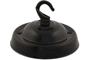 LEDSone Ceiling Rose Hook Plate Vintage Matt Black Metal 10.5 cm Antique Single Out Side Fitting with Accessories for Chandliers Pendant Lights Wall Lamps Hanging Lights Planters Decorations