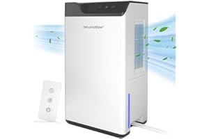 Kitette Deumidificatore elettrico con telecomando, sbrinamento automatico, due modalità di velocità, deumidificatore piccolo per cantina, stanza, appartamento, bagno, serbatoio dell'acqua da 2 l e