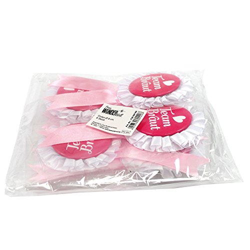 6 Frau Wundervoll JGA Orden – pink, Team Braut Ø 8 cm – Junggesellinnenabschied / Hen Party / Anstecker / JGA Button - 5