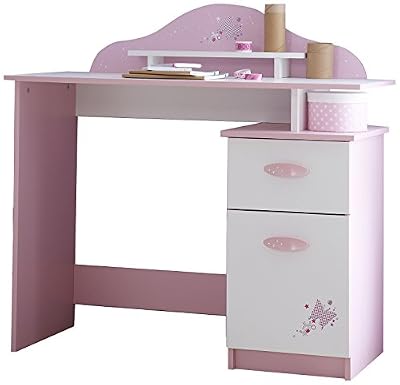 Demeyere 365472 Papillon Bureau avec Tiroir/Porte Ouvrante Rose Orchidée/Blanc 100,7 x 50,1 x 95,7 cm
