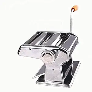 STEFFAN Stainless Steel Noodle Pasta Maker Machine for Noodle Cutter Roller Press Spaghetti & Tagliatelle Fettuccine Maker, Includes Pasta Cutter, Chrome, Hand Crank & Clamp