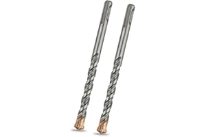 Meccion Broca SDS Plus para Martillo, 12mm x 160mm x 2pcs Professional Brocas Hormigon con 4 Filos de Corte - Para Hacer Agujeros en el Hormigón, Piedra, Granito, Ladrillo, Mampostería
