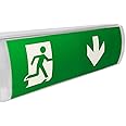 Emergency Fire Exit Box Bulkhead Non or Maintained Sign LED Wall Light with Arrow Legends & 3hr Battery Backup - 25M Distance -
