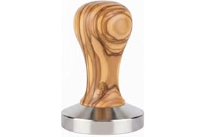 VIA CREMA Pressino Caffè Professionale 58.5mm Coffee Tamper Macchine Caffè Espresso Made in Italy by Motta (58,5 mm, Legno di Ulivo)