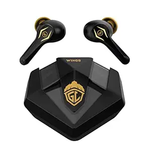 Wings Phantom Pro Godlike Earphones Gaming Earbuds with LED Battery Indicator, 50ms Low Latency, Bluetooth 5.3, 40 Hours Playtime, MEMs Mic, IPX5 Resist, 12mm Driver, Headphones, (Black TWS)