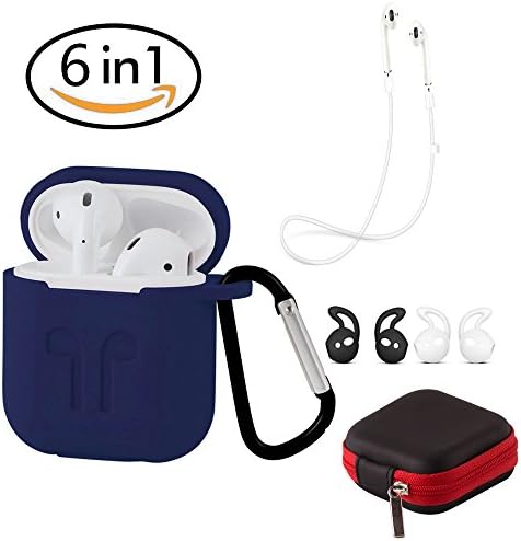 METEQI for AirPods Portable Case (Silicone Case+Hooks+Sport Strap+Headphone Box) Dark Blue
