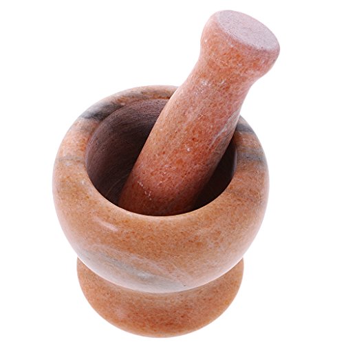 MagiDeal Marmor Mörsel und Stößel, Küche Gewürzmörser – Orange - 4