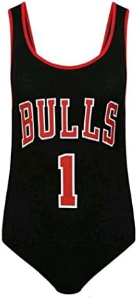 LCL - Ladies Women's Celeb Bulls 1 Print Sleeveless Bodysuit Leotard Top 8-14 (M/L,UK(12/14), Black)