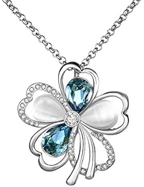 Fashion Jewelry Swarovski Elements Kristallen Opal Blume Form Anhänger Halskette