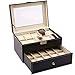 Produktbild FIONAT Schmuckkästchen Desktop Flanell Uhrenbox Europäischen Leder Strickmuster Armbänder Armband Aufbewahrungsbox Schmuckschatulle Doppel 20