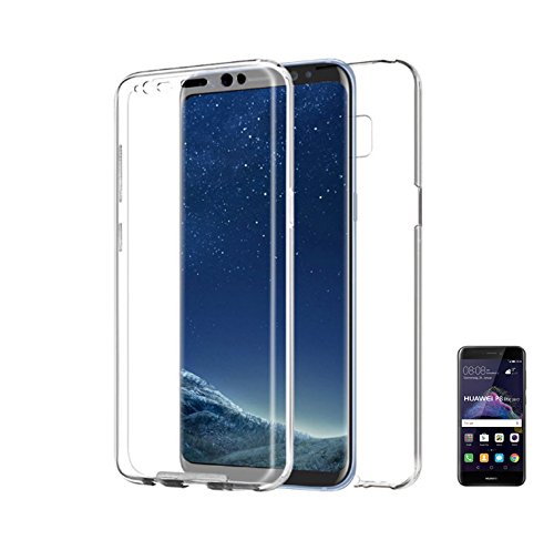 PLANETMOVIL      HUAWEI P8 LITE 2017 FUNDA DE SILICONA DELANTERA   TRASERA RIGIDA DOBLE 100  TRANSPARENTE