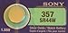 Produktbild Sony 357 SR44 W Knopfzelle, Silberoxid Uhrenbatterie 1,55 V Blisterpackung verpackt