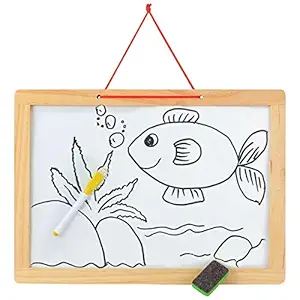 PLUSPOINT Multifunctional Magnetic Wooden Chalkboard Kids Educational Toys Game Whiteboard Blackboard Drawing Toys for Children (2 in1 Writting Slate)