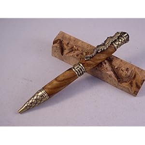 Schreibgerät-Unikat-Kugelschreiber Dragon Twist Pen Antik Messing Essigbaum