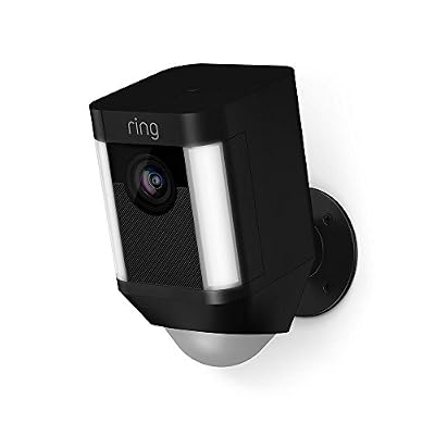 Ring Spotlight Cam avec batterie - Caméra de surveillance 1080 HD avec reflécteur LED, communication bidirectionnelle, alarme et connexion wi-fi, noire