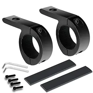 AllExtreme EXFLMB2 Universal Fog Light Horizontal Bar Clamp Mounting Bracket Kit with Rubber Insert for Car Jeep SUV and Off Road Vehicles (1 Pair)