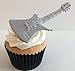 Produktbild 6 Handgemachte Kuchendekorationen aus Zucker: Silber Gitarren / 6 Silver Sugar Guitars
