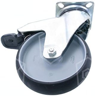 ABNER Caster with Total Lock Brake for Mobile Counters and Wheeled Trolley Ø 125 mm with Total Lock Brake Pad fixing 77X67 MM