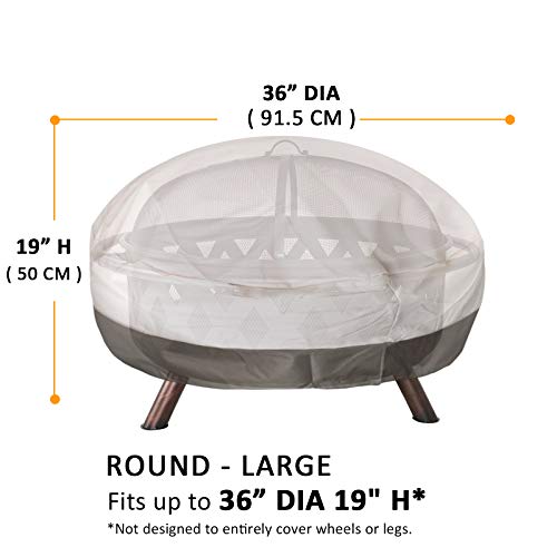 Mixc 91cm Round Fire Pit Cover Waterproof Heavy Duty 600d Thick Large Deluxe Oxford Weather