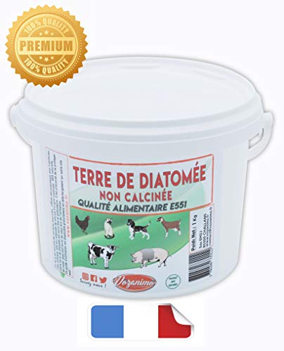 Vozanimo Terre de Diatomée Blanche 1Kg Non calcinée/Alimentaire E551-100% Naturelle- Garantie sans additifs Idéale Contre Les puces, tiques, poux Rouges, punaises de lit, etc.