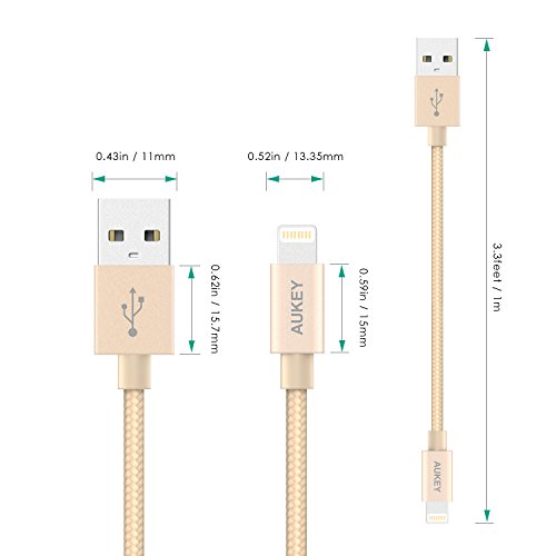 Aukey Apple MFi certificado CB-D16 Cable USB 8 Pin 1 2 m para iPhone 6 6s 6Plus 5S 5 5C iPod Touch 5 iPad Air iPad mini iPad 4 iPod nano7 Dorado reviews Aukey Apple MFi certificado CB-D16 Cable USB 8 Pin 1 2 m para iPhone 6 6s 6Plus 5S 5 5C iPod Touch 5 iPad Air iPad mini iPad 4 iPod nano7 Dorado