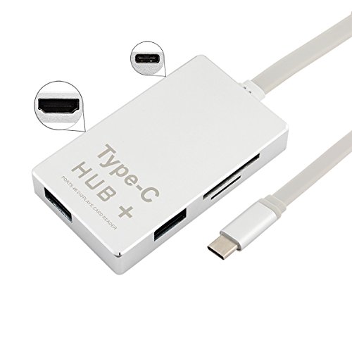 RicoRich 6 in 1 USB 3.0, USB C HUB mit HDMI Ausgang, SD & Micro SD Kartenleser, Power Delivery Aufladen für neues MacBook Pro, CharmeBook Pixel und Mehr (Silber)