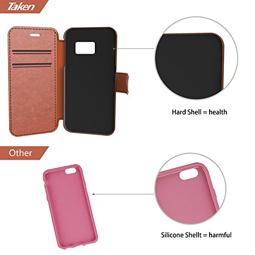 Taken Galaxy S7 Edge Cuero Funda - Cuero Carcasa con Ranuras de Tarjetas del Funda de PU para Samsung Galaxy S7 Edge Color Marr  n