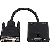 Camac DVI-D 24+1 (Male) Dual Link Source of PC/Laptop to VGA (Female) Monitor / TV Active Cable Adapter Converter Lead With Audio (DVI-D to VGA M/F) - Black