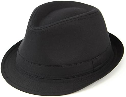 Hawkins HatsTrendy Mens Womens Unisex Lightweight Cotton Trilby Hat with Black Band, Black, 56-60cm