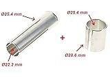 Adapter 2 : Innendurchmesser : 25,4 mm (1 zoll) / Außendurchmesser : 28,6 mm (1 1/8 zoll) / Länge: 40 mm
