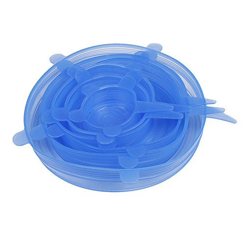 Elasticated Silicone Lid Stretchy Silicone Lid Fresh – Elasticated Silicone Lid Closure to keep food fresh & Bowls Pack of 6 HELY (Blau) - 7